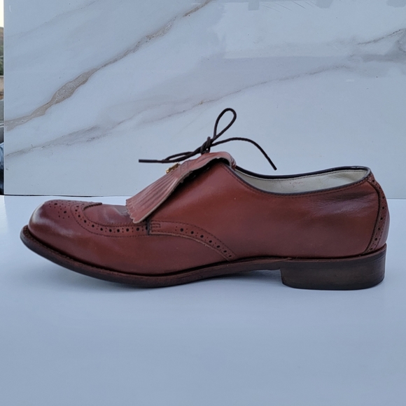 FOOTJOY VINTAGE Kiltie Wingtip Derby men\'s golf shoes Size 10 Cognac main image 15